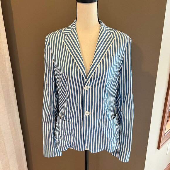 Ralph Lauren Blue Label Jackets & Blazers - VINTAGE Ralph Lauren 100% Cotton Blue& White Blazer, Size 8